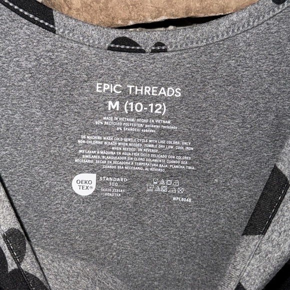 (EUC) Epic Threads Girls Kids Med (10/12) Heart Patterned Gray/Black Dress - Picture 7 of 10